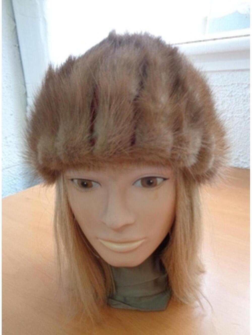 SCRAP ITEM: NATURAL CANADIAN PASTEL MINK FUR HAT CAP